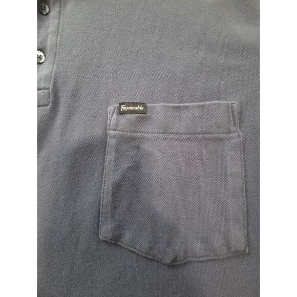 Faconnable Long Sleeve Polo Shirt Mens XL Navy Blue Henley Style Classic - Picture 8 of 8